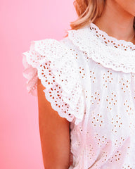 Stanton Cotton Blend Ruffle Eyelet Top Oshnow