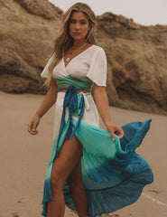 Starboard Shimmer Ombre Wrap Crop Top Oshnow