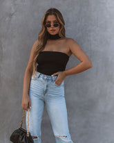 Starla Knit Choker Top - Black Oshnow