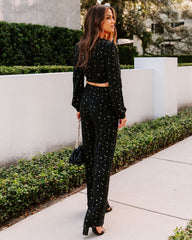 Starry Sight Cropped Wrap Blouse Oshnow