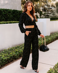 Starry Sight Cropped Wrap Blouse Oshnow