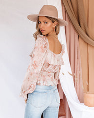 Start Living Floral Smocked Ruffle Crop Blouse Oshnow