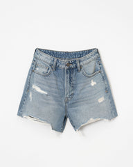 Stassi High Rise Distressed Mom Jean Shorts Oshnow