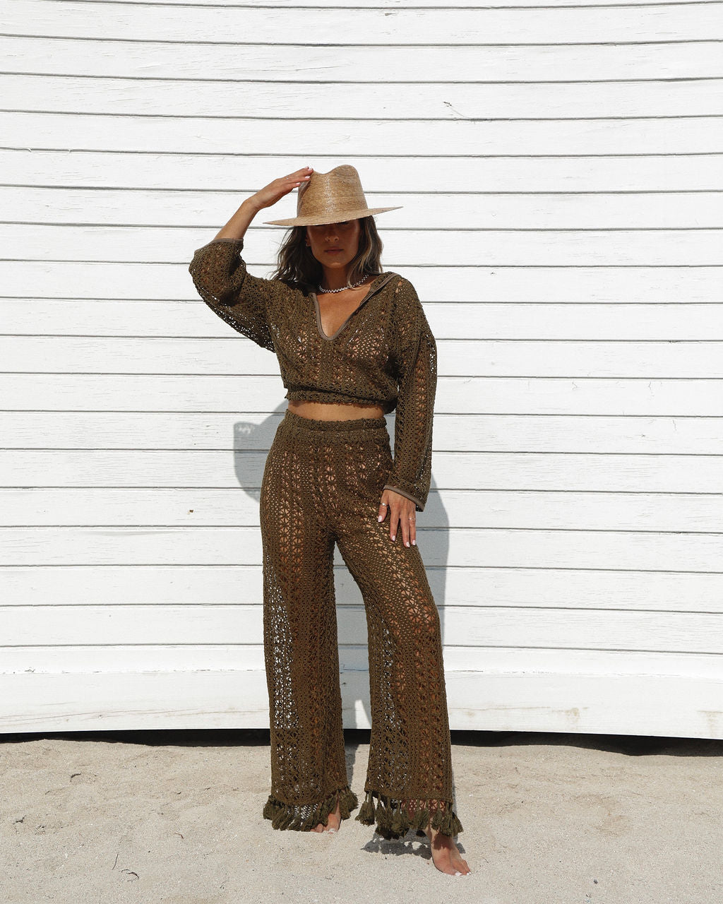 Stevie Crochet Wide Leg Pants Oshnow