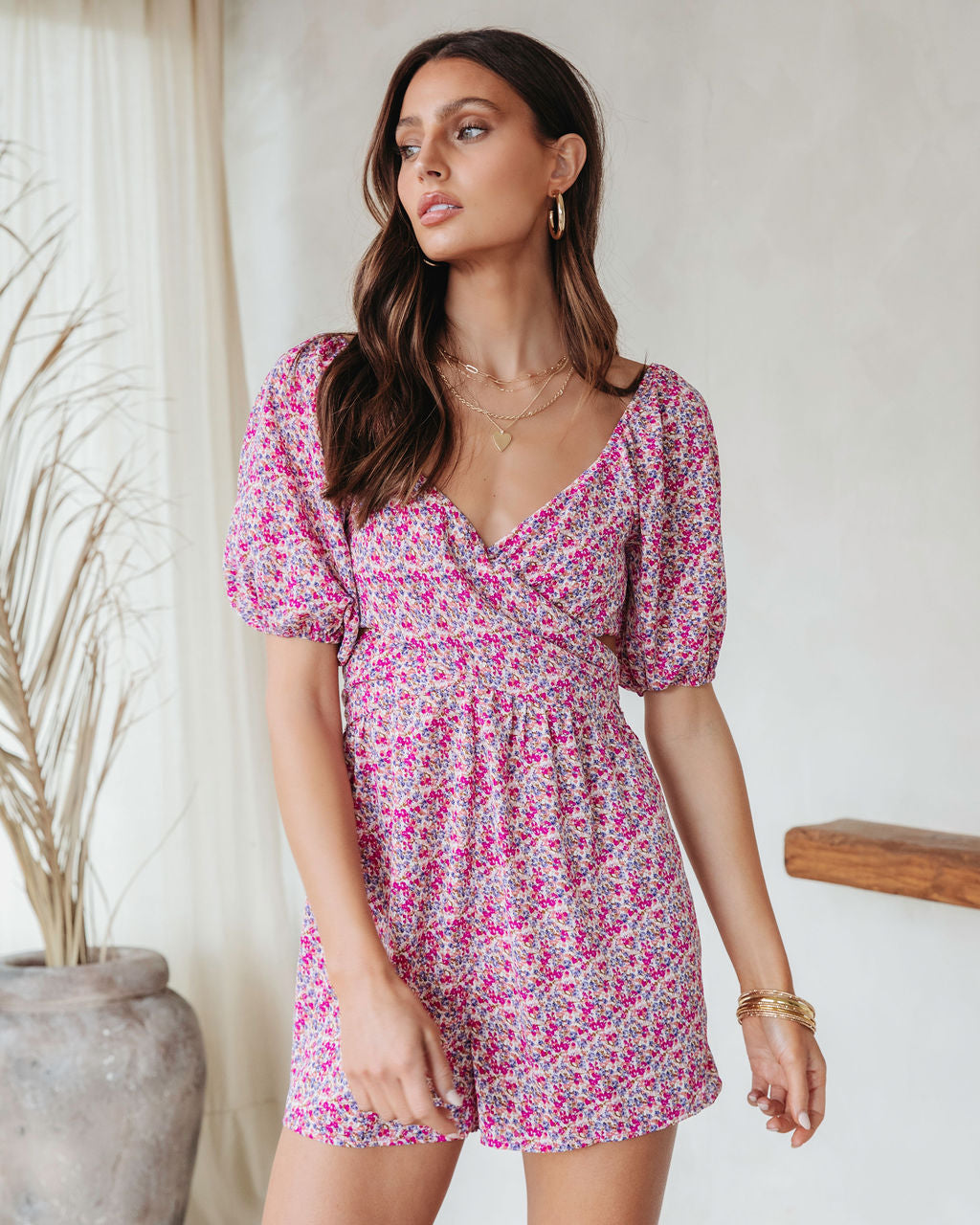Still The One Floral Cutout Romper Oshnow