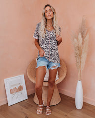 Stitch V-Neck Leopard Tee Oshnow