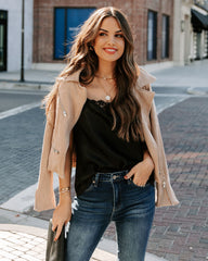 Stop And Stare Cowl Neck Lace Cami Tank - Black Oshnow