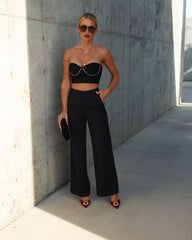 Strike A Pose Pocketed Wide Leg Pants - Black Oshnow