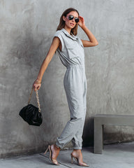 Stronger Than Ever Pocketed Jumpsuit - Heather Grey Oshnow