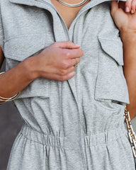Stronger Than Ever Pocketed Jumpsuit - Heather Grey Oshnow