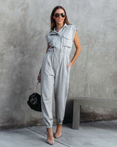 Stronger Than Ever Pocketed Jumpsuit - Heather Grey Oshnow
