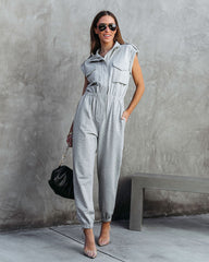Stronger Than Ever Pocketed Jumpsuit - Heather Grey Oshnow