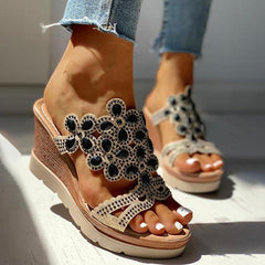 Studded Platform Wedge Casual Slingback Sandals Oshnow