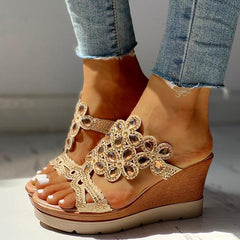 Studded Platform Wedge Casual Slingback Sandals Oshnow