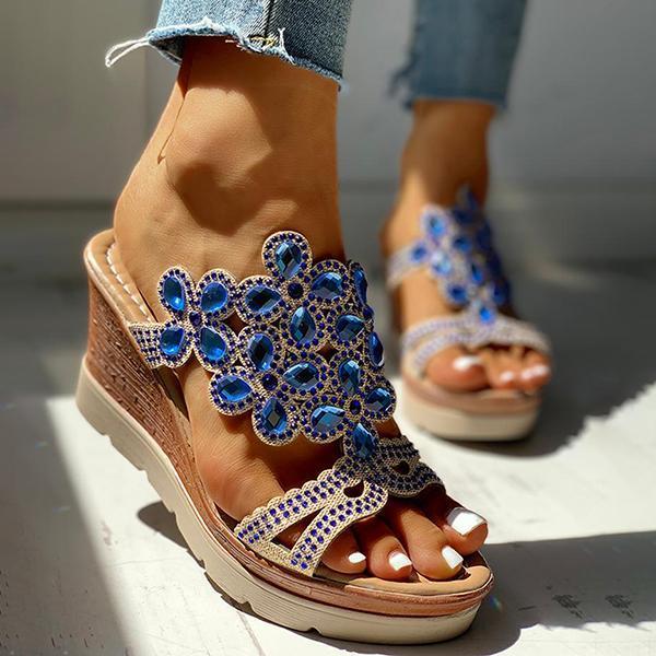 Studded Platform Wedge Casual Slingback Sandals Oshnow