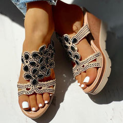 Studded Platform Wedge Casual Slingback Sandals Oshnow