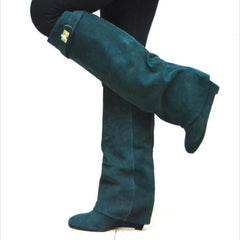 Stylish Faux Leather Hidden Heel Tall Boots Oshnow