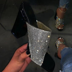 Stylish Glamorous Rhinestone Strap Heels Oshnow