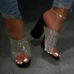 Stylish Glamorous Rhinestone Strap Heels Oshnow