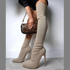 Stylish Knitting Stiletto Over The Knee Boots Oshnow