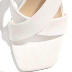 Stylish Square Toe Cross Strap Heels Oshnow