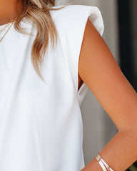 Sugarcoat Padded Shoulder Blouse - Ivory Oshnow