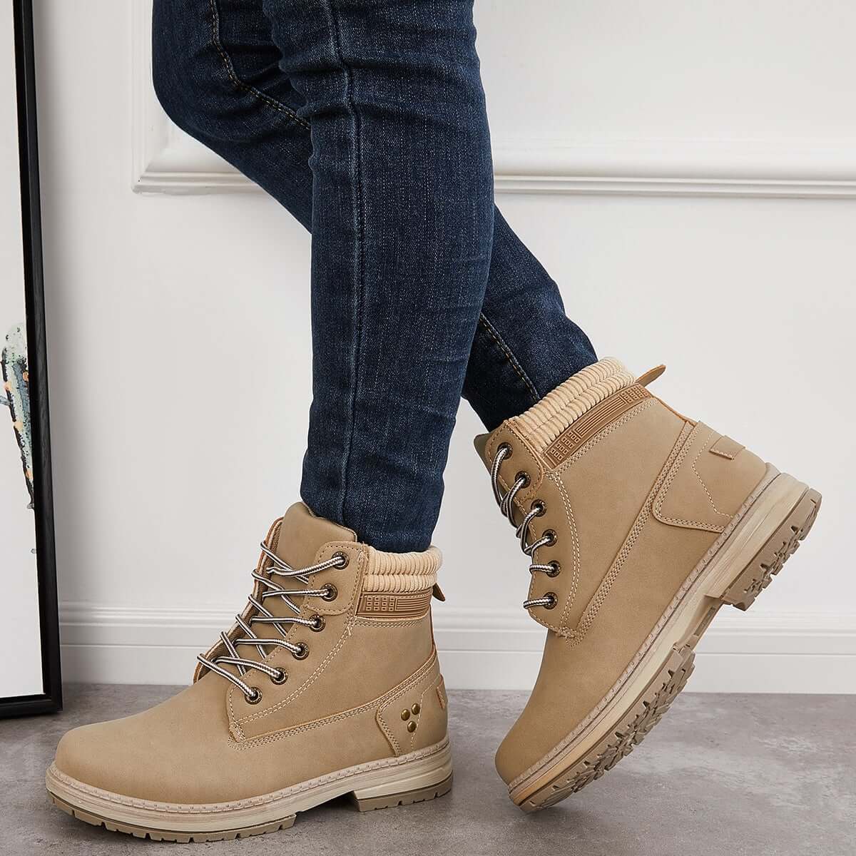 Suisecloths Classic Non Slip Ankle Work Boots Waterproof Hiking Combat Boots Oshnow