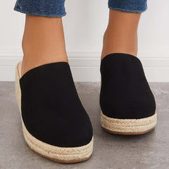 Suisecloths Espadrilles Mule Wedges Platform Slip on Backless Sandals Oshnow