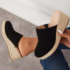 Suisecloths Espadrilles Mule Wedges Platform Slip on Backless Sandals Oshnow