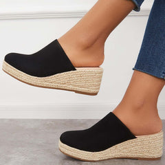 Suisecloths Espadrilles Mule Wedges Platform Slip on Backless Sandals Oshnow