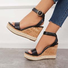 Suisecloths Open Toe Platform Slingback Wedge Ankle Strap Sandals Oshnow