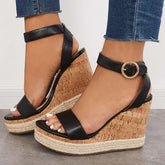 Suisecloths Open Toe Platform Slingback Wedge Ankle Strap Sandals Oshnow