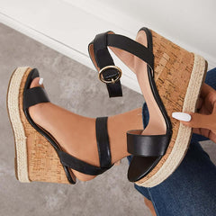 Suisecloths Open Toe Platform Slingback Wedge Ankle Strap Sandals Oshnow