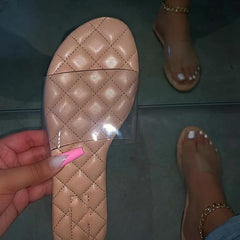 Summer Clear Strap Slip on Flat Sandals Oshnow