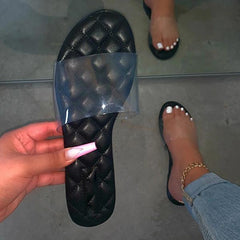 Summer Clear Strap Slip on Flat Sandals Oshnow
