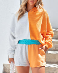 Summer Gal Cotton Pocketed Shorts - Orange Grey Combo Oshnow