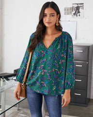 Sundale Floral Split Neck Blouse Oshnow