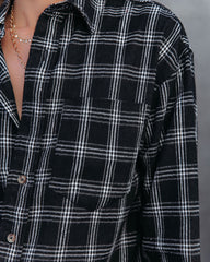 Sunelle Cotton Blend Plaid Button Down Top - Black Oshnow