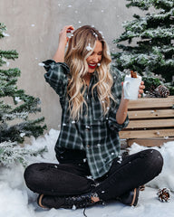 Sunelle Cotton Blend Plaid Button Down Top - Green Oshnow