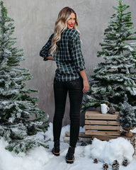 Sunelle Cotton Blend Plaid Button Down Top - Green Oshnow