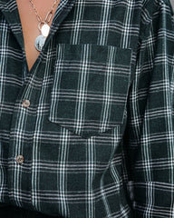 Sunelle Cotton Blend Plaid Button Down Top - Green Oshnow