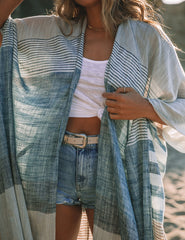 Surfer Girl Cotton Striped Kimono Oshnow