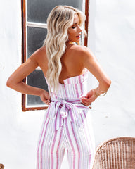 Suzie Cotton Linen Striped Tube Top Oshnow
