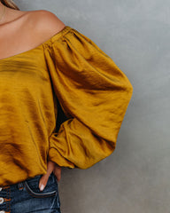 Sweeney Satin Billowed Blouse - Gold Oshnow