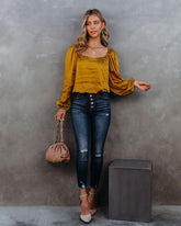 Sweeney Satin Billowed Blouse - Gold Oshnow