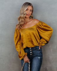 Sweeney Satin Billowed Blouse - Gold Oshnow