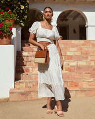 Sweet Life Floral Tiered Midi Skirt - Cream Oshnow