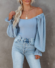 Sweetwater Swiss Dot Ribbed Bodysuit - Slate Blue Oshnow