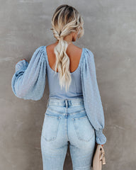 Sweetwater Swiss Dot Ribbed Bodysuit - Slate Blue Oshnow