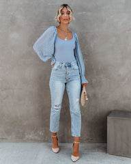 Sweetwater Swiss Dot Ribbed Bodysuit - Slate Blue Oshnow